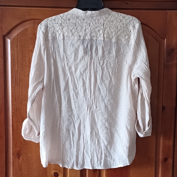 Women's Elementz Button-down Blouse - Cream (XL) - Picture 2 of 7
